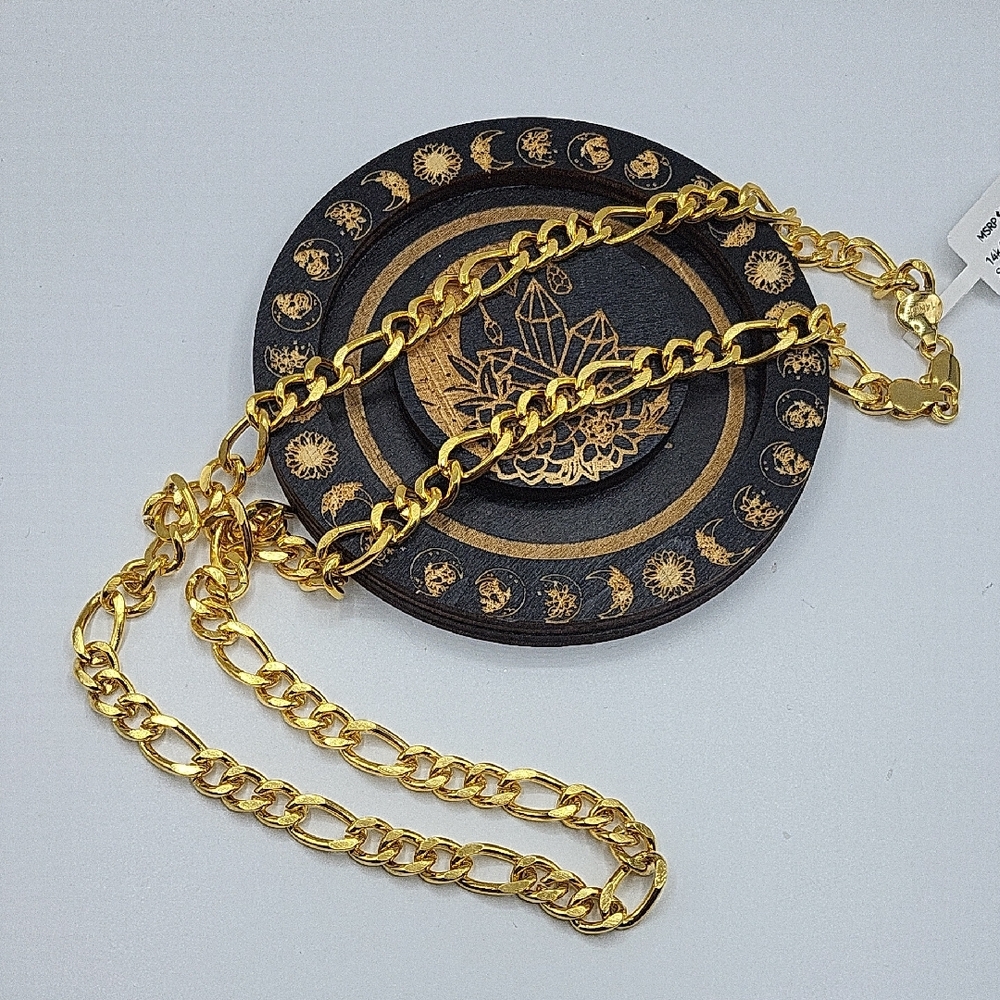 24" Figaro 14k Gold Plated Stainless Chain Necklace